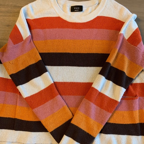 Vici Dolls Brady Striped Pocketed Sweater Medium - Picture 2 of 5
